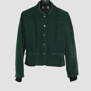 ELIE TAHARI Jacket Womens Sz S Green Corduroy Bomber Full Zip Button Front Retro